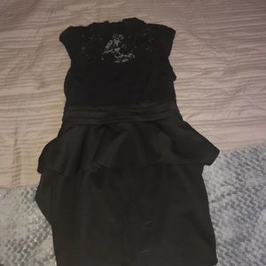 Black lace peplum dress